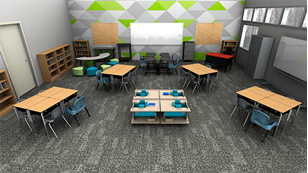 Elementary Classroom with Motor Accommodations Desks 